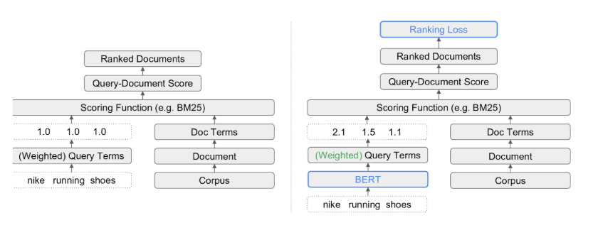  BERT assigns different weights to the words in a query